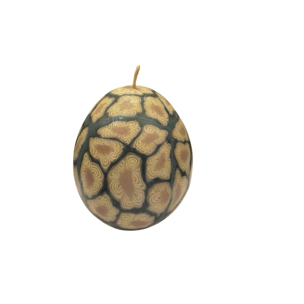 Decorative Egg-Shaped Candle with Gold Patterns